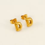 Gold color / 1 Pair Simple Series Elegant Letter D Titanium Steel  Gold Color Women's Stud Earrings Picture4